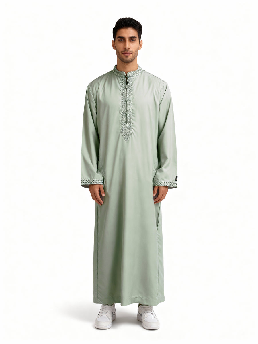 Collared Thobe Sage Green 109 Col 3