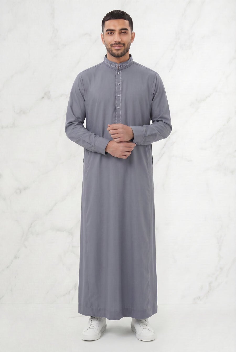 Premium Collared Thobe Grey 111 Col 3
