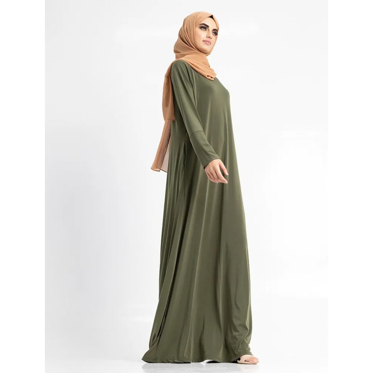 Khaki Jersey Abaya