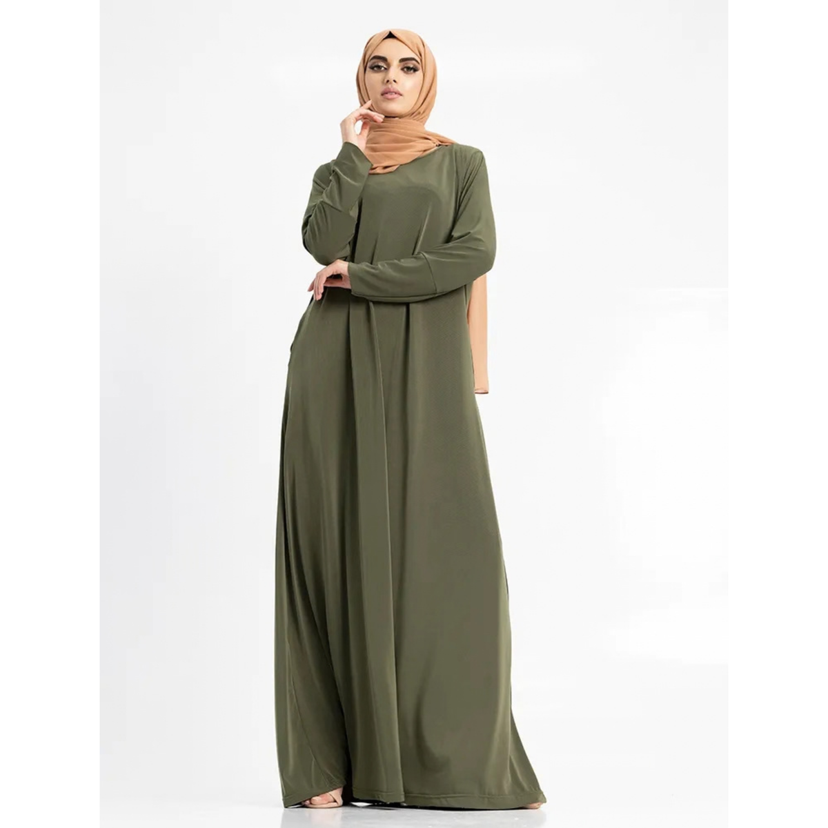 Khaki Jersey Abaya