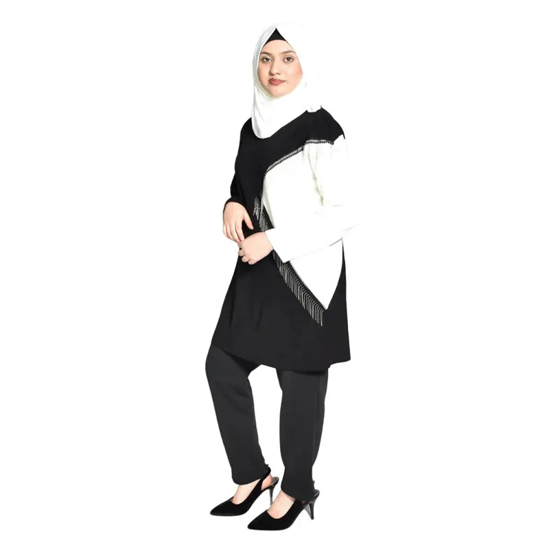 Black and White Knitted Women Jumper Shirt