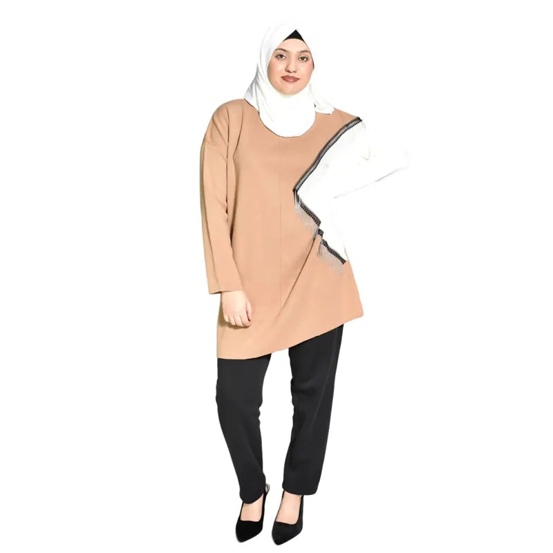 Desert Sun and White Knitted Women Jumper Shirt