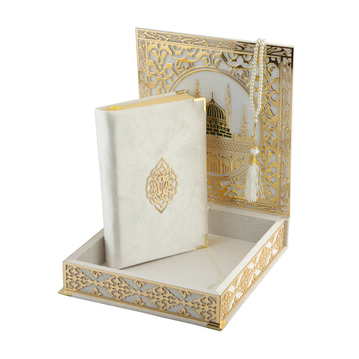 Lavish Kabah And Madinah Quran Gift Set 1057 Cream