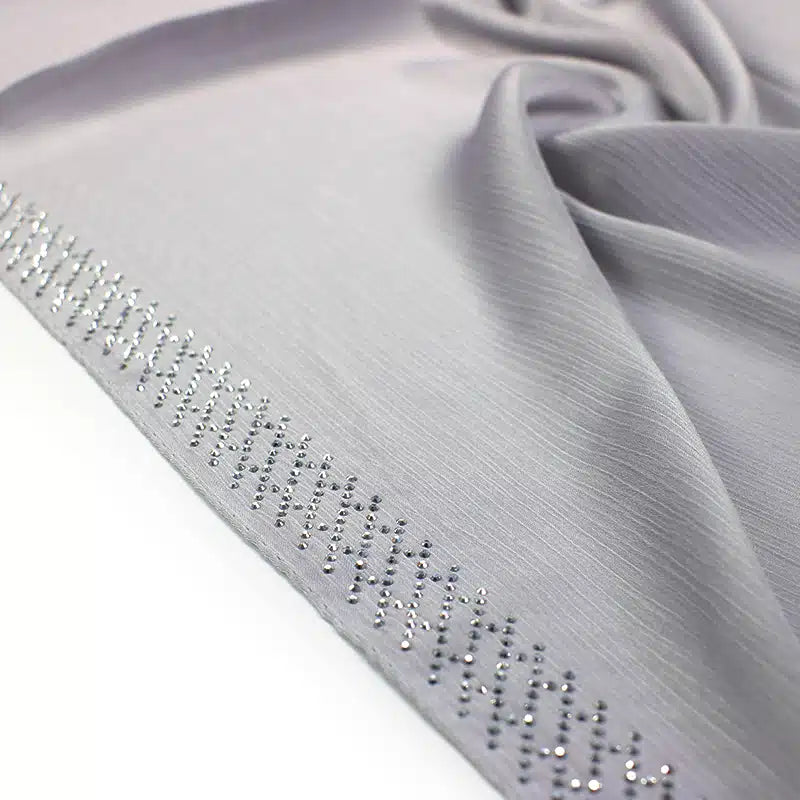 Silver Silk Crinkle Beaded Hijab
