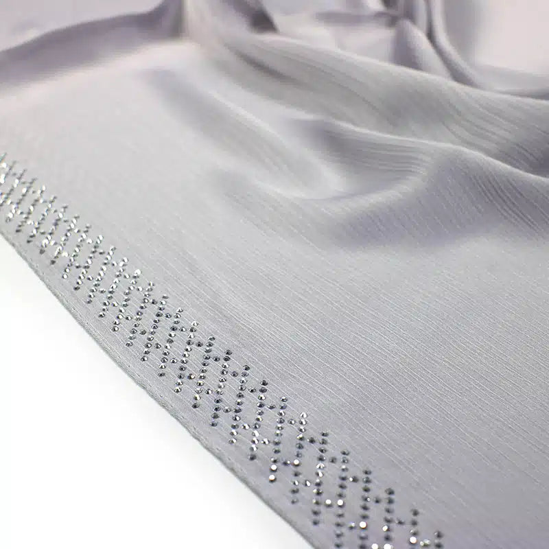Silver Silk Crinkle Beaded Hijab