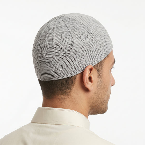 Deluxe Detailed Men's Prayer Hat Grey