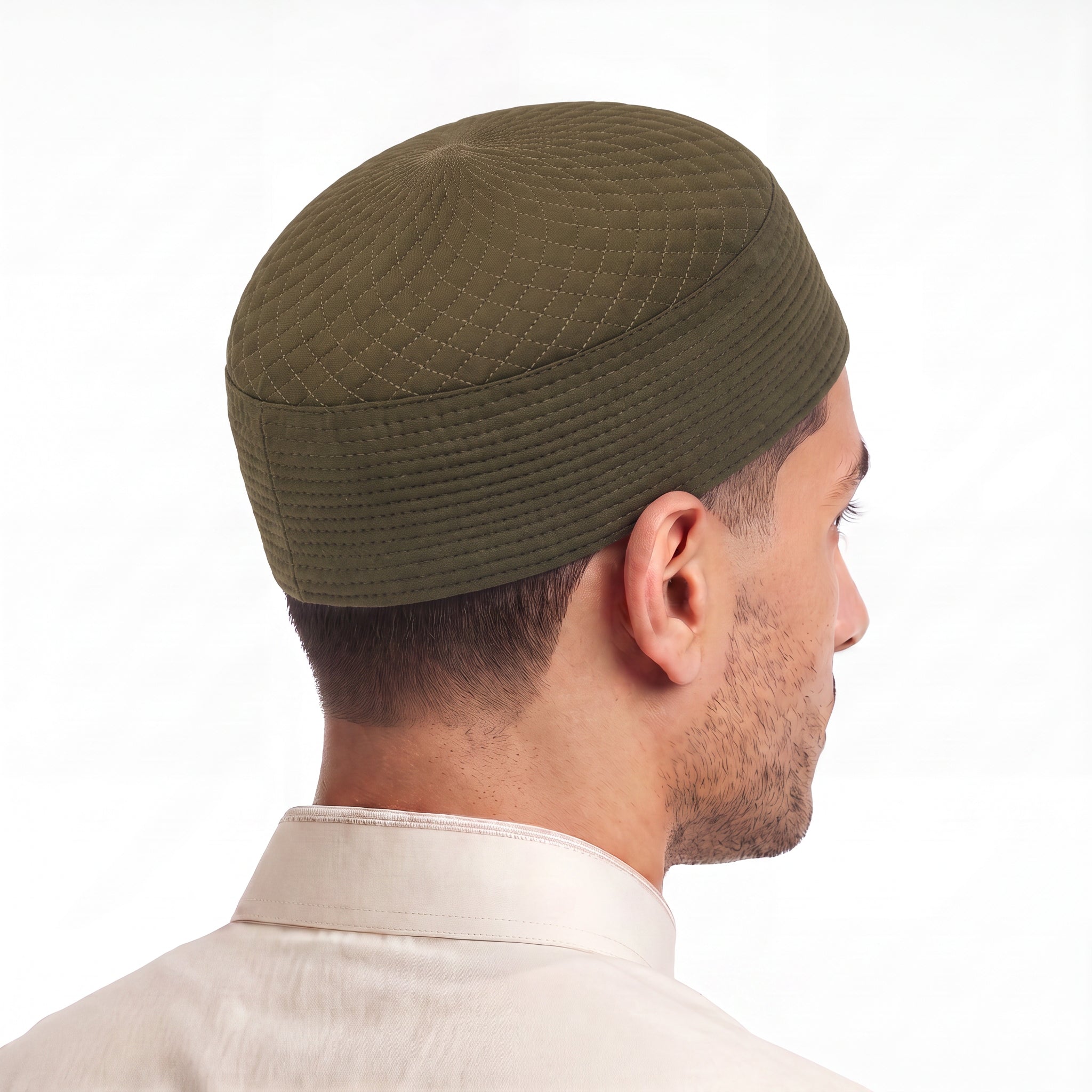Diamond Stitch Prayer Hat Olive Green