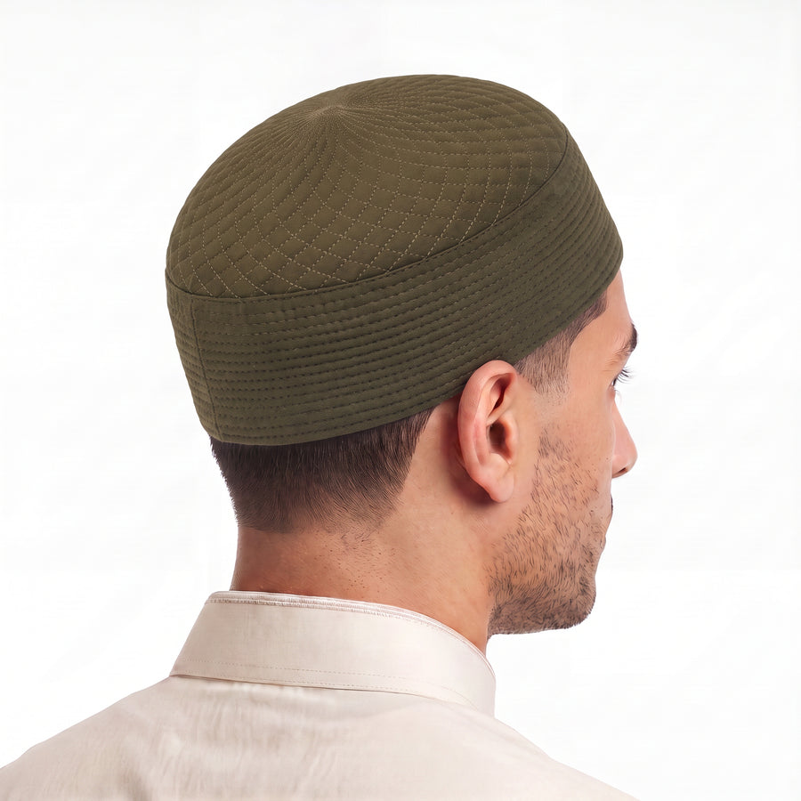 Diamond Stitch Prayer Hat Olive Green