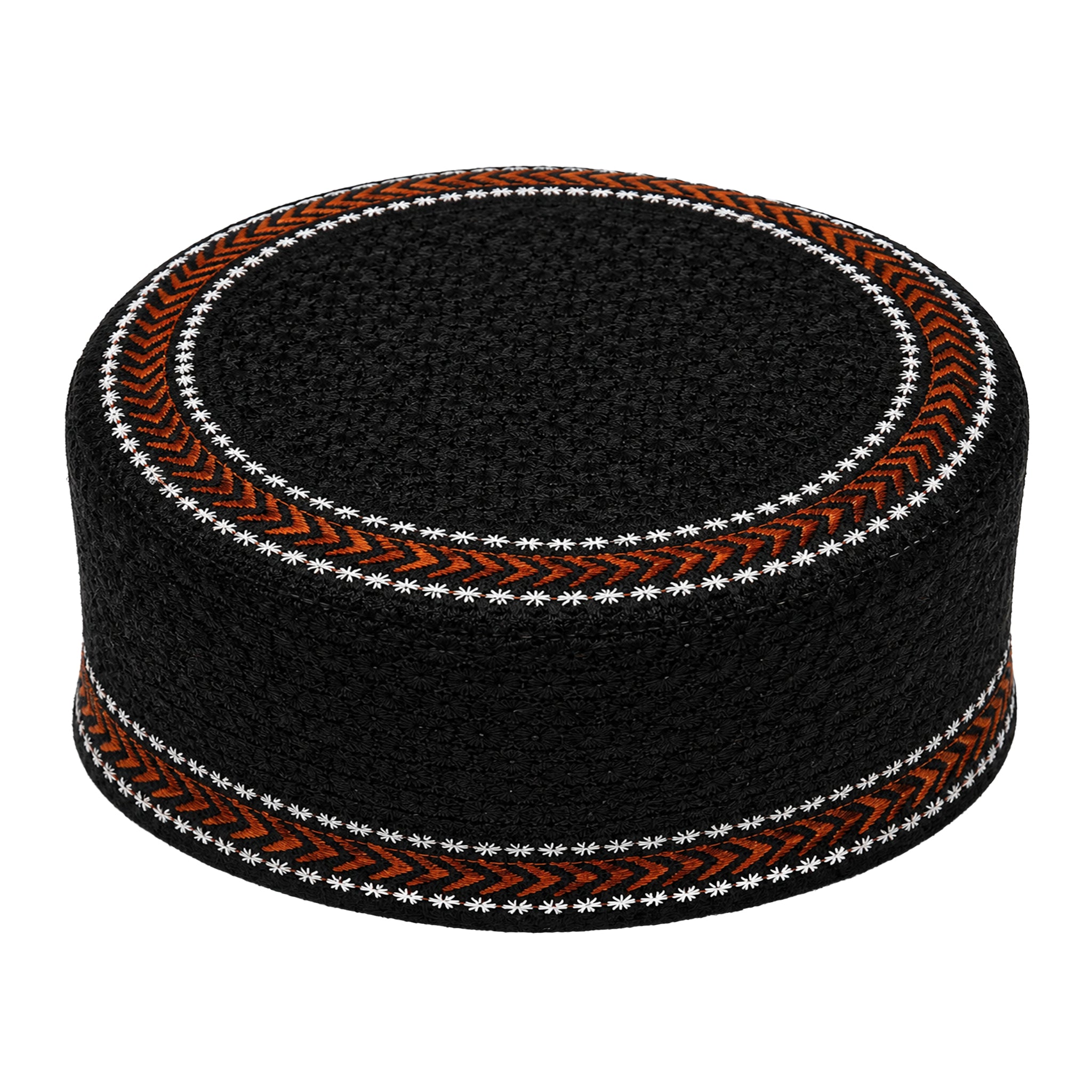 Embroidered Floral Prayer Hat Black