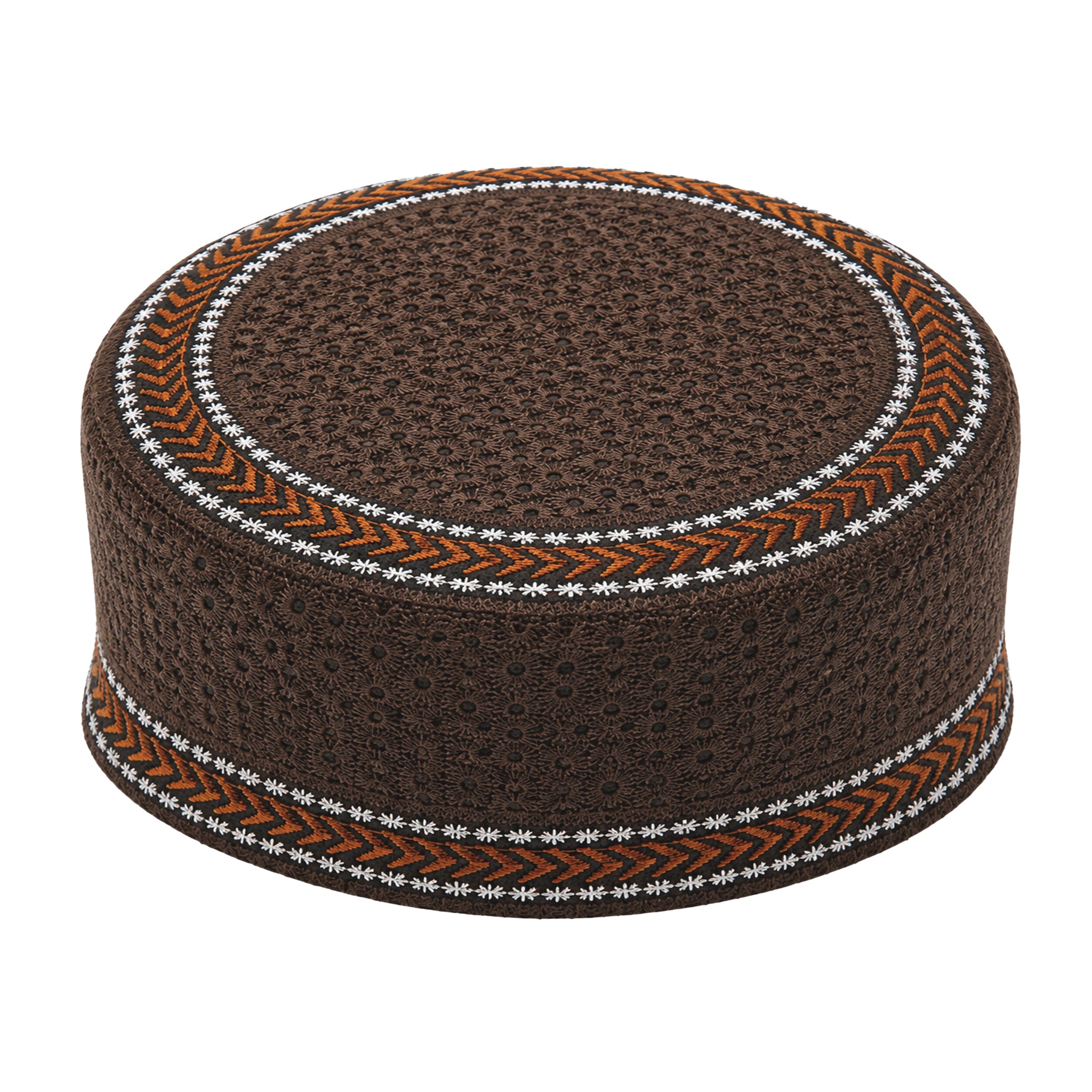 Embroidered Floral Prayer Hat Chocolate Brown