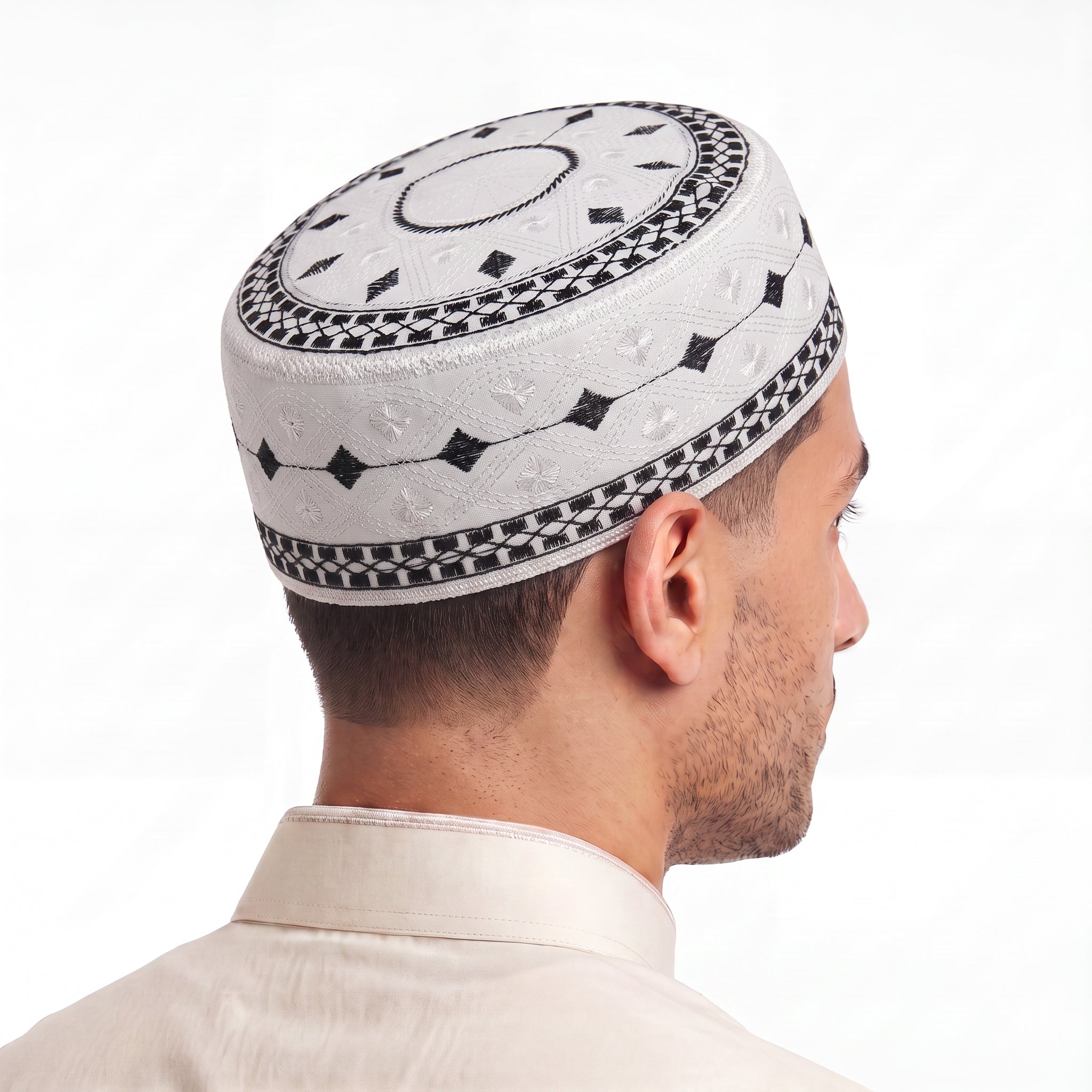 Diamond Pattern Prayer Hat White