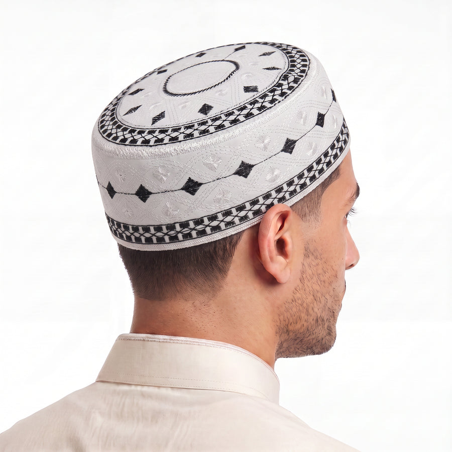 Diamond Pattern Prayer Hat White