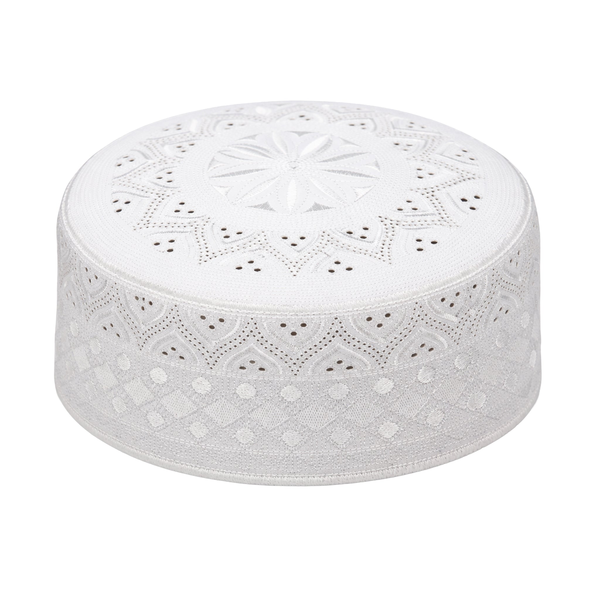 Floral Cutwork Prayer Hat White