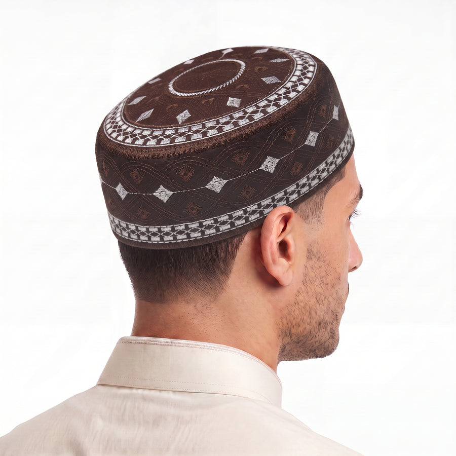 Diamond Wave Pattern Prayer Hat Brown