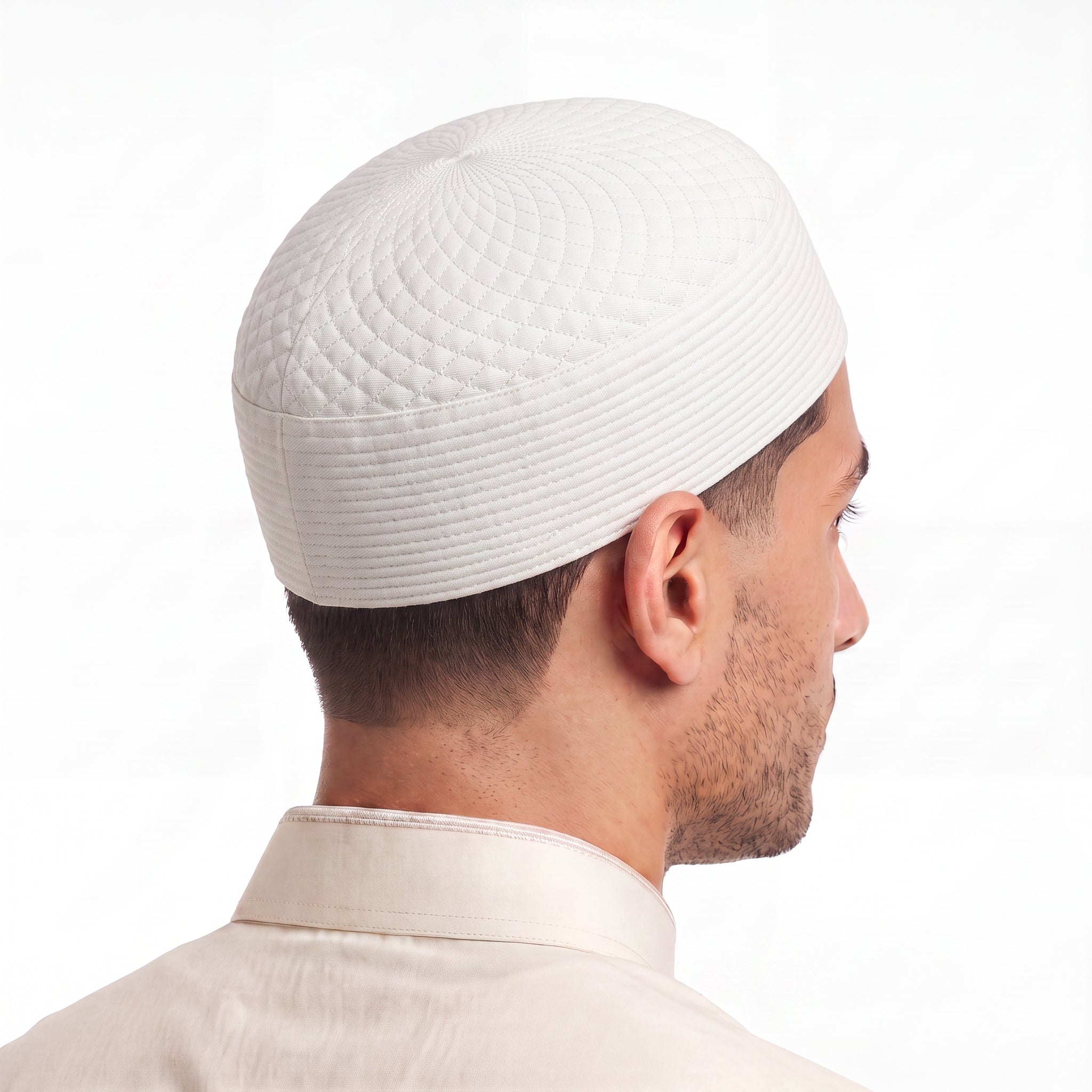 Diamond Stitch Prayer Hat White