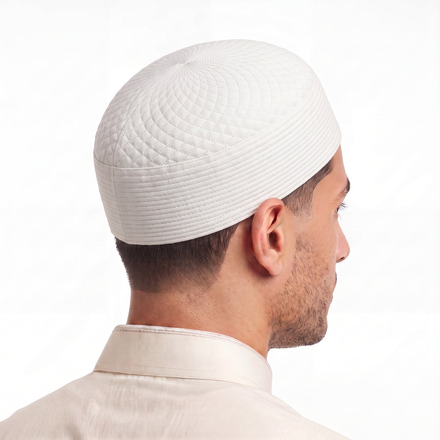 Diamond Stitch Prayer Hat White