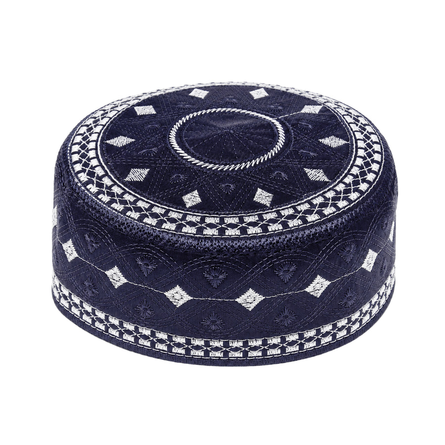 Diamond Wave Pattern Prayer Hat Navy Blue