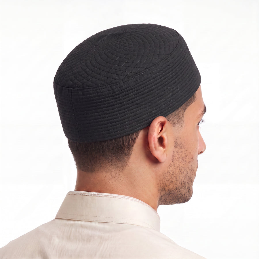 Diamond Stitch Prayer Hat Black