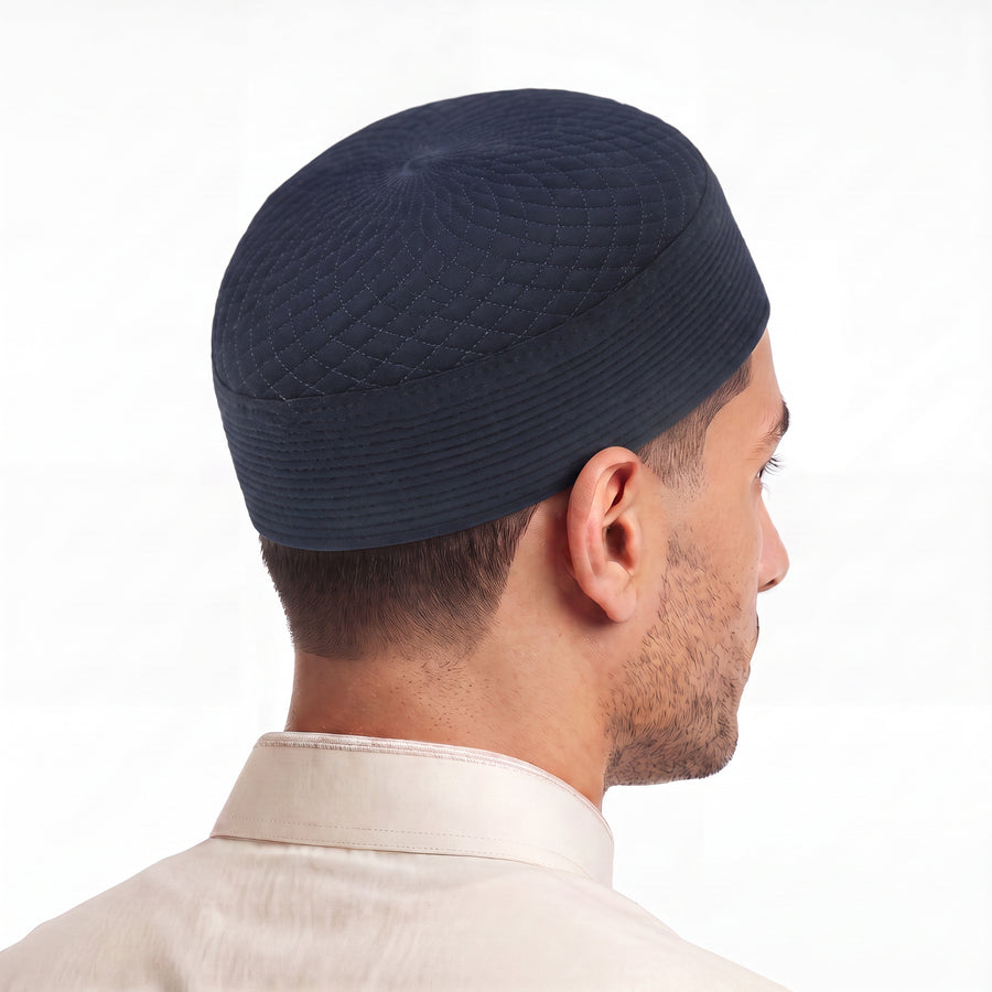 Diamond Stitch Prayer Hat Navy Blue