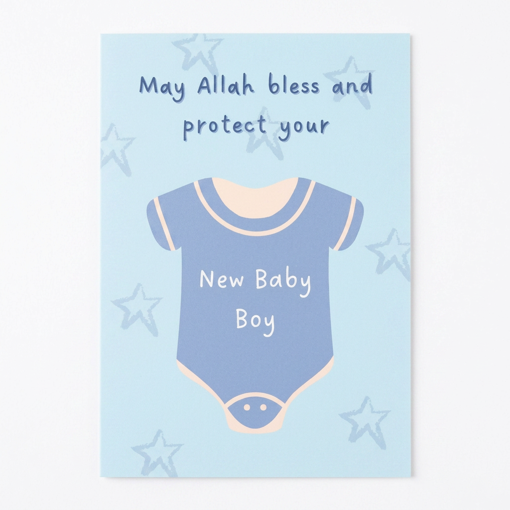 May Allah Bless And Protect Your New Baby Boy Card