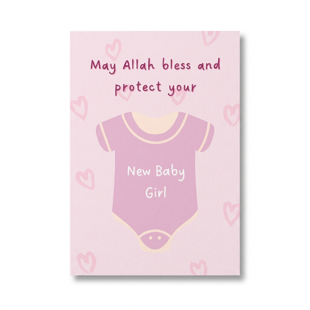 May Allah Bless And Protect Your New Baby Girl Card