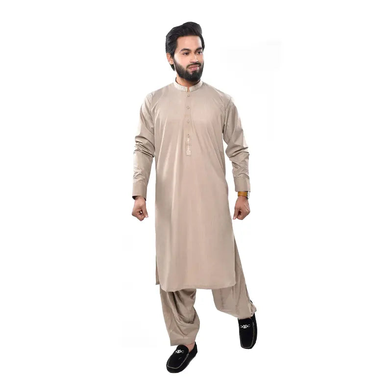Men's Beige Shalwar Kameez 946-6
