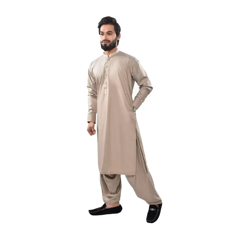 Men's Beige Shalwar Kameez 946-6