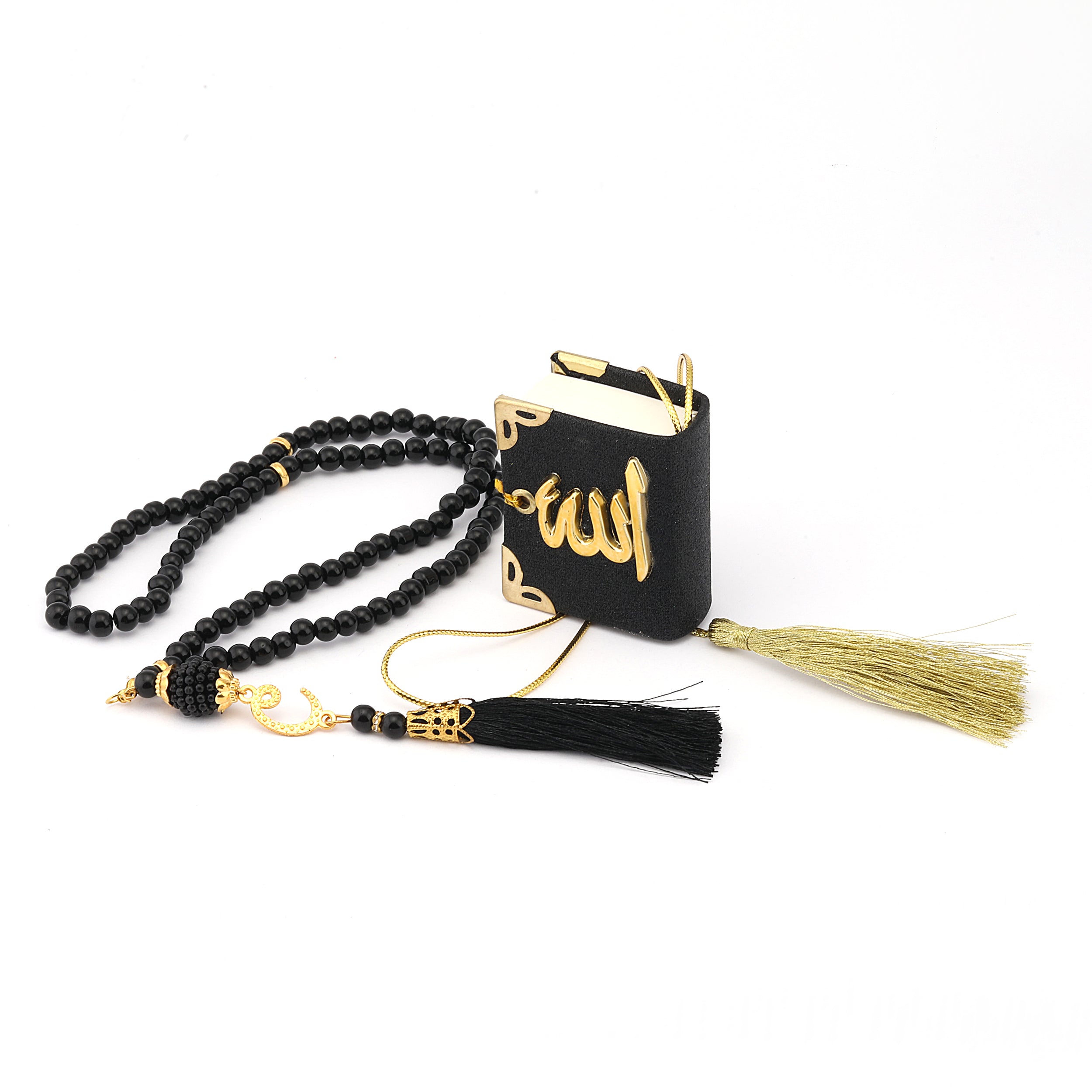 Mini Quran Hanger & 100 Bead Tasbih Gift Set Black