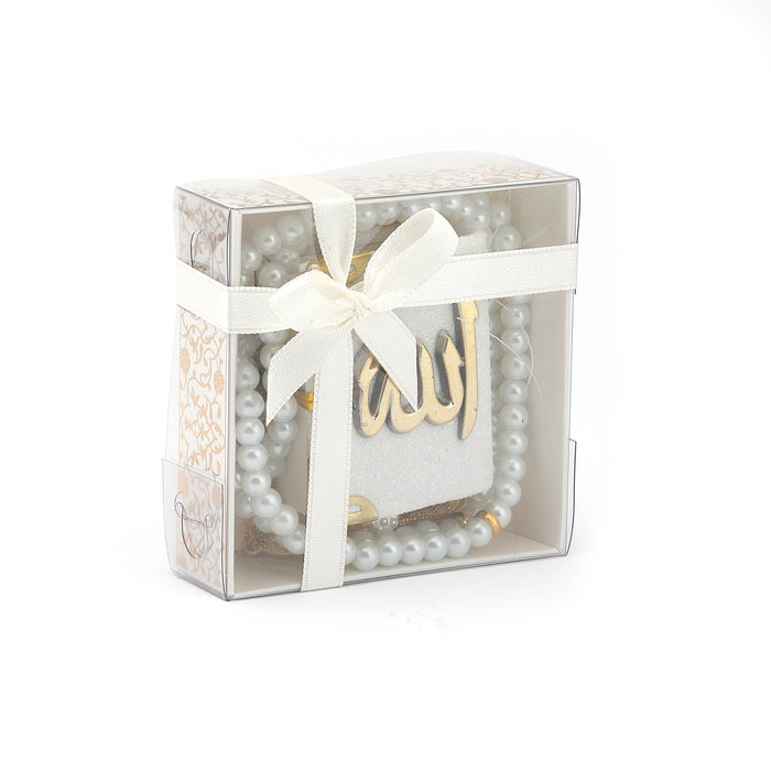 Mini Quran Hanger & 100 Bead Tasbih Gift Set Cream 0944
