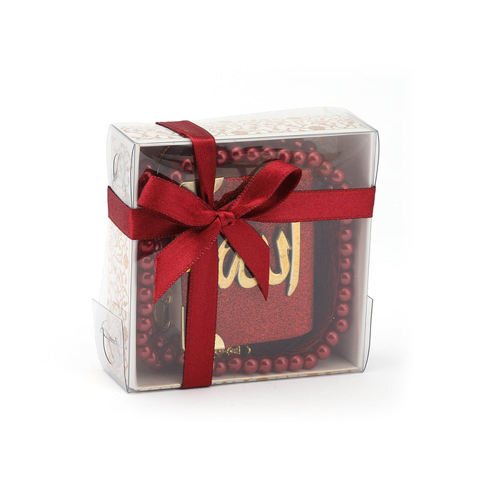 Mini Quran Hanger & 100 Bead Tasbih Gift Set Dark Red