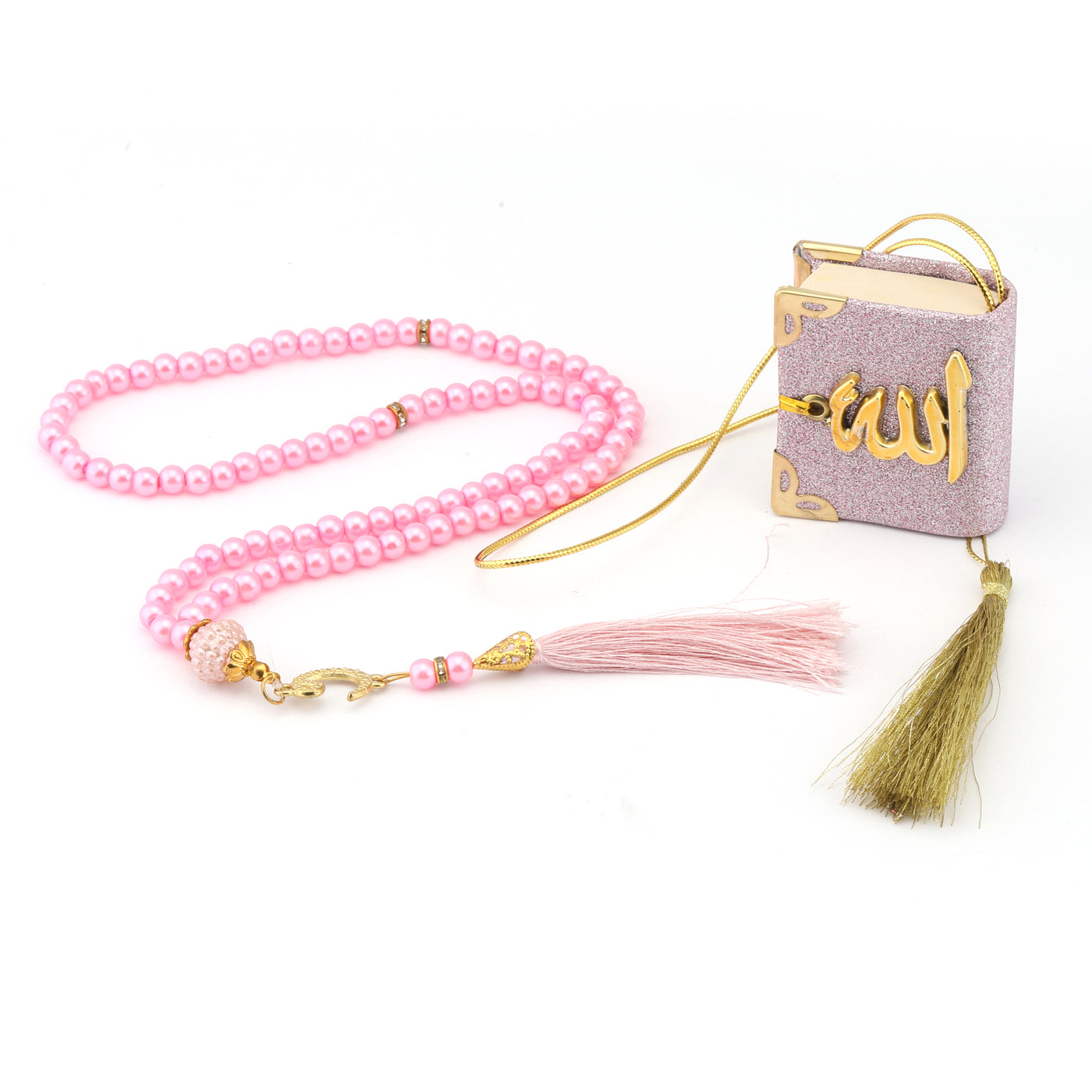 Mini Quran Hanger & 100 Bead Tasbih Gift Set Pink 0944