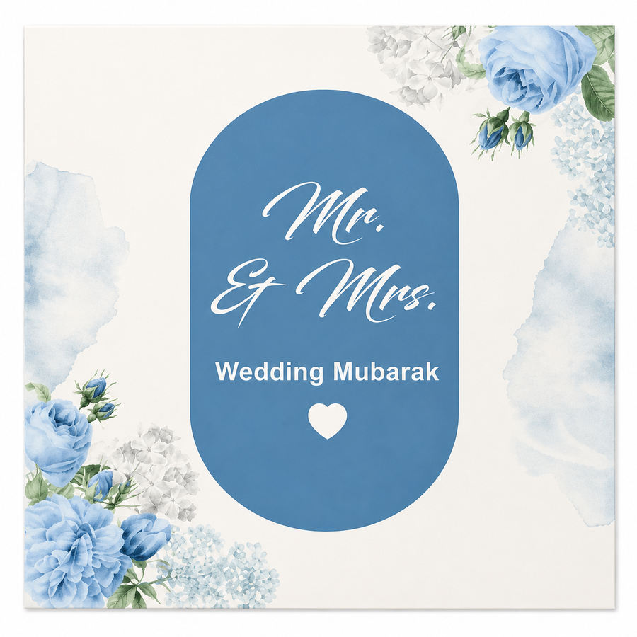 Mr & Mrs Wedding Mubarak Card