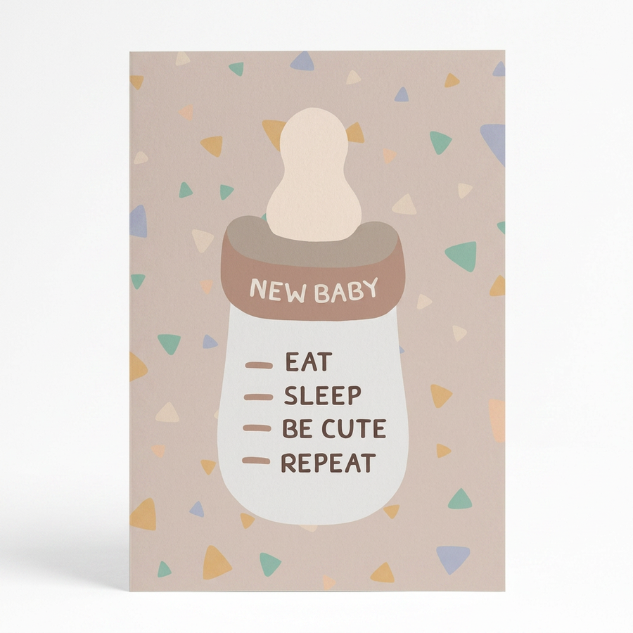 New Baby Bottle Card