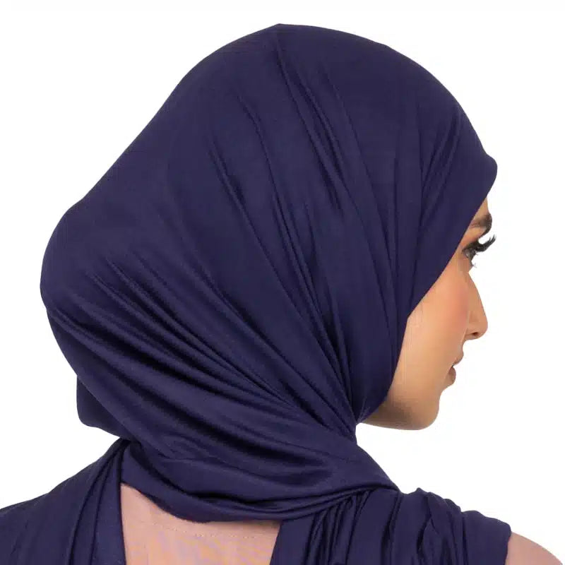 Elegant Jersey Hijab Navy Blue 129