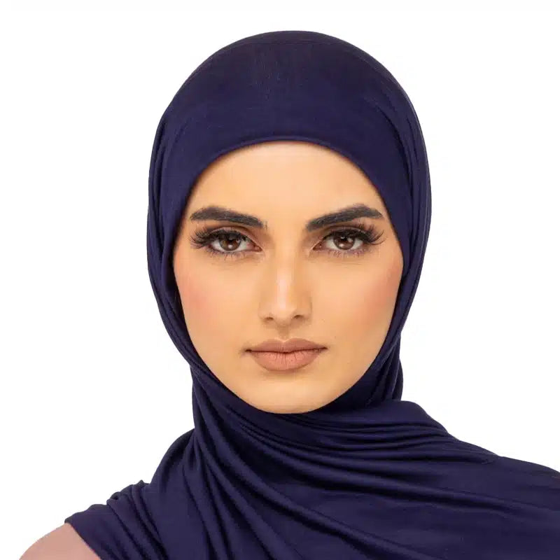 Elegant Jersey Hijab Navy Blue 129