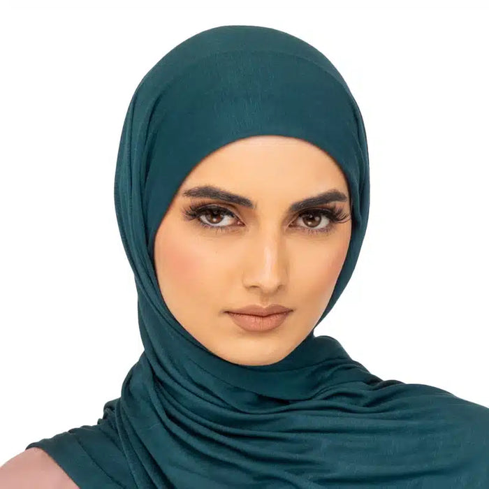 Elegant Jersey Hijab Teal Blue 87