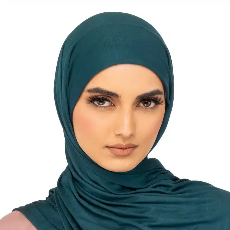 Elegant Jersey Hijab Teal Blue 87