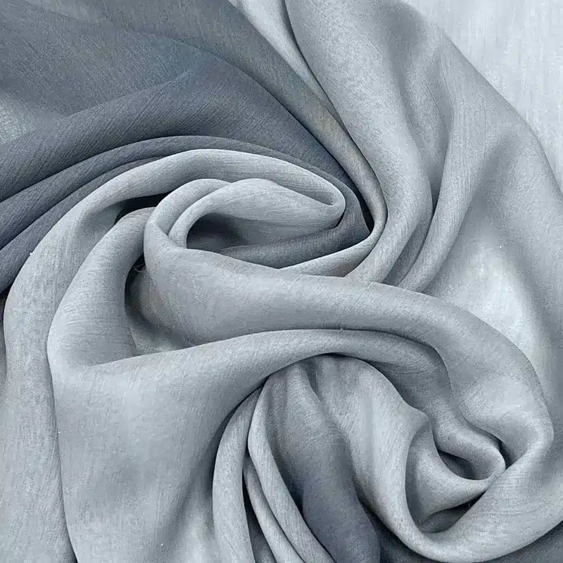 Ombre Ribbed Silk Chiffon Hijab Dark Grey & Light Grey