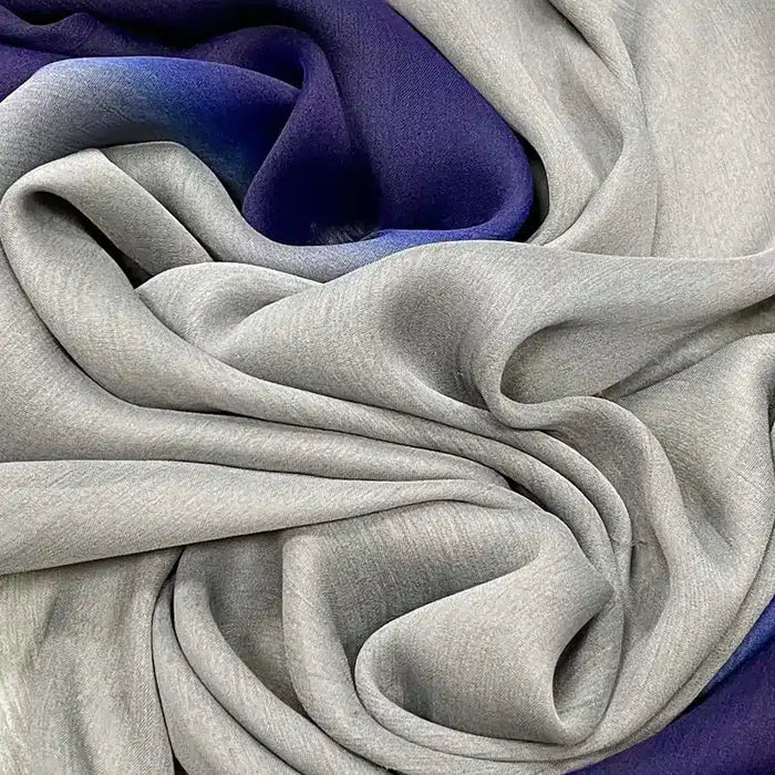 Ombre Ribbed Silk Chiffon Hijab Navy Blue ; Grey