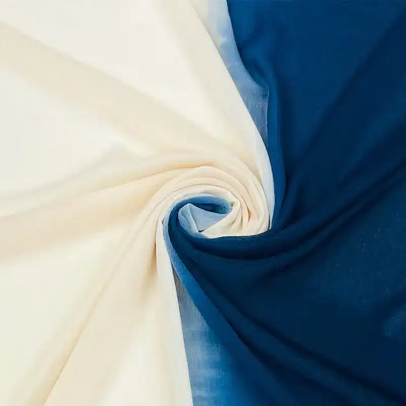 Ombre Silk Navy Blue & Cream Chiffon Hijab