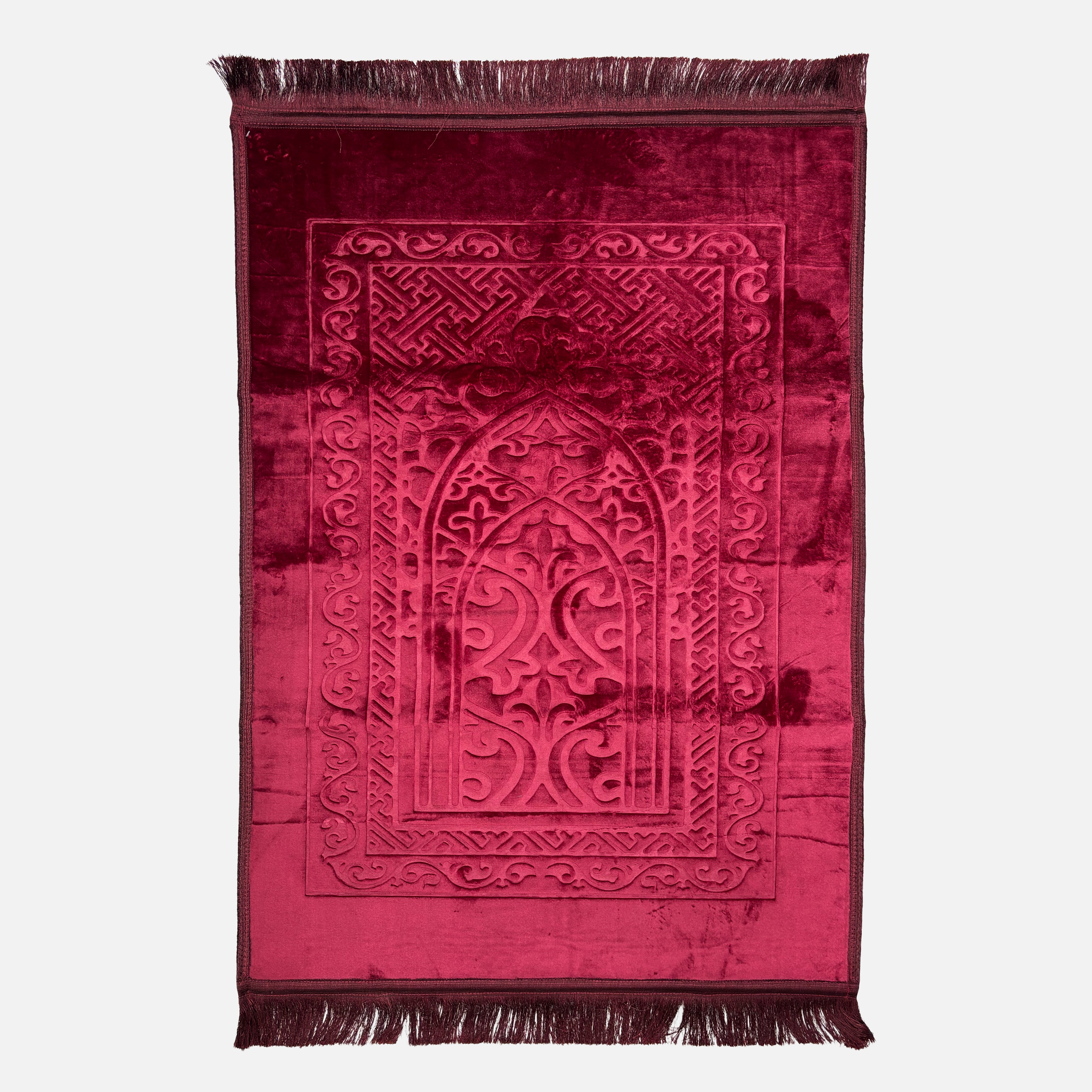 Velvet Brushed Plain Prayer Mat Maroon