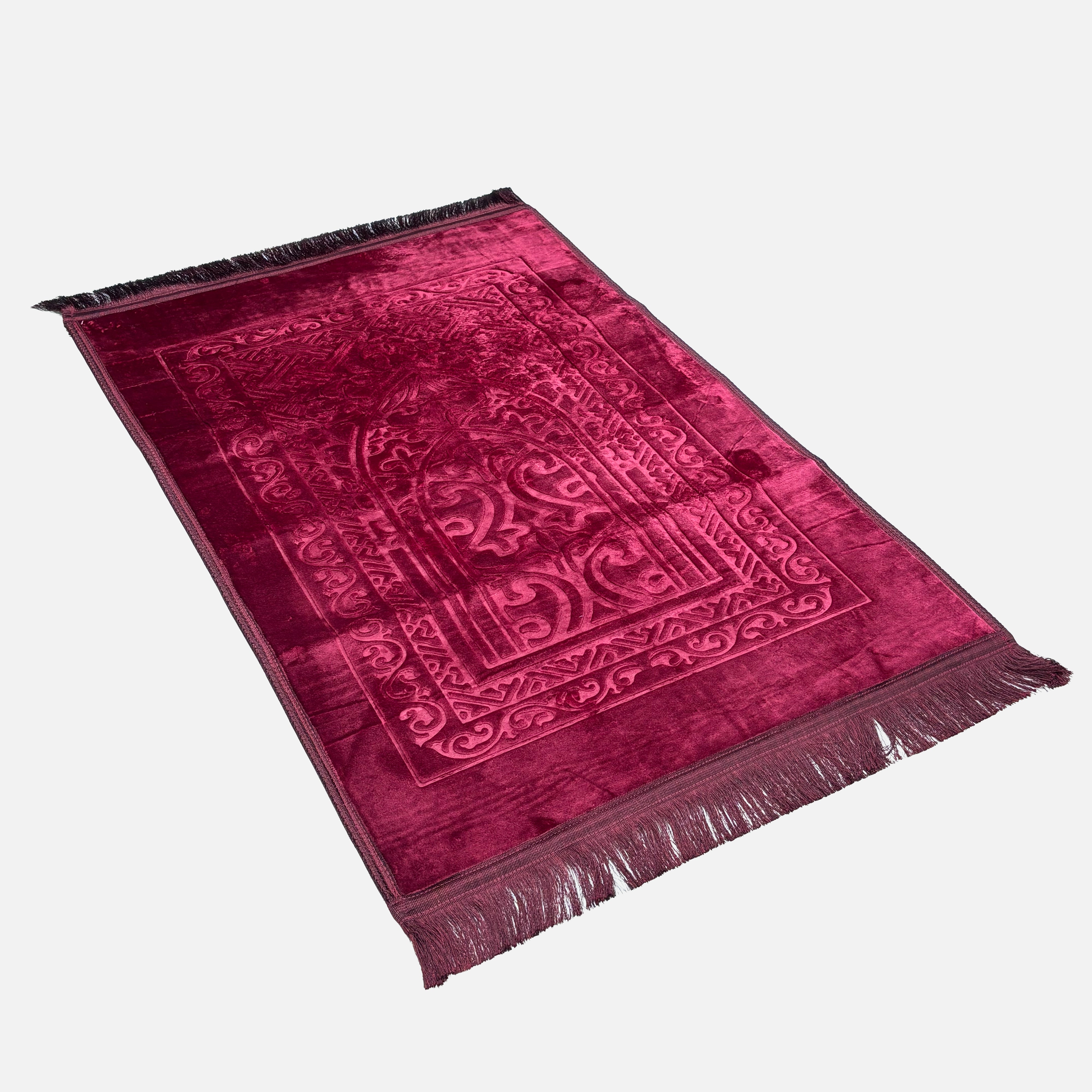 Velvet Brushed Plain Prayer Mat Maroon