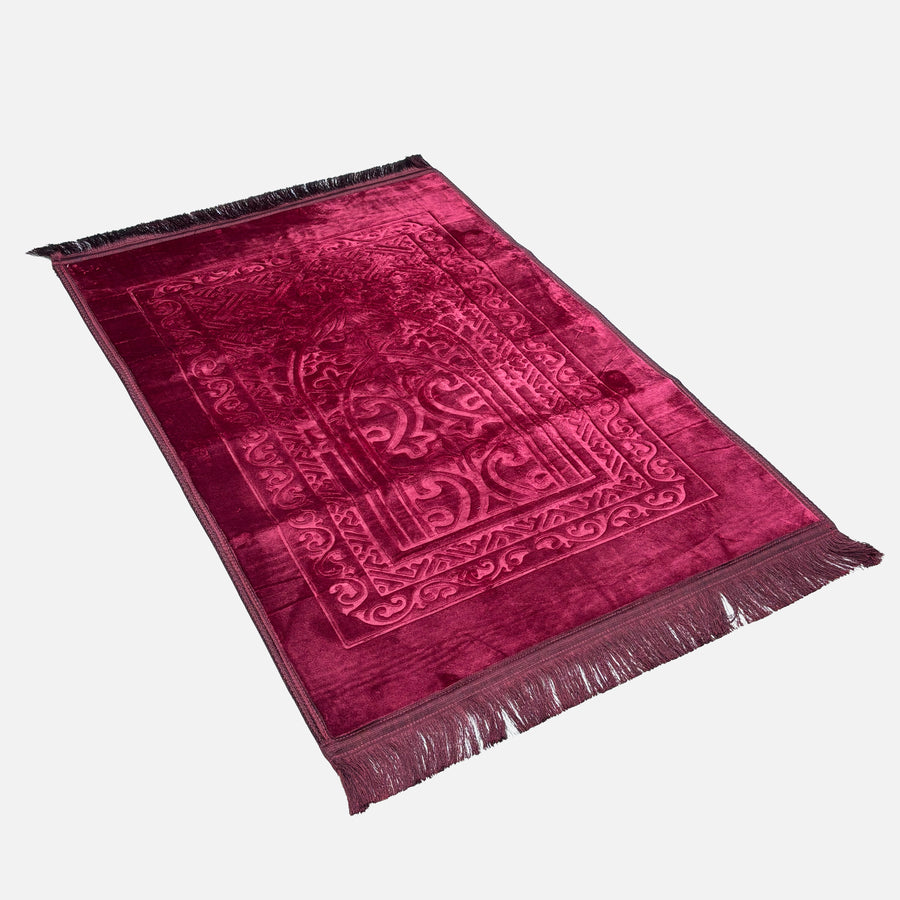 Velvet Brushed Plain Prayer Mat Maroon