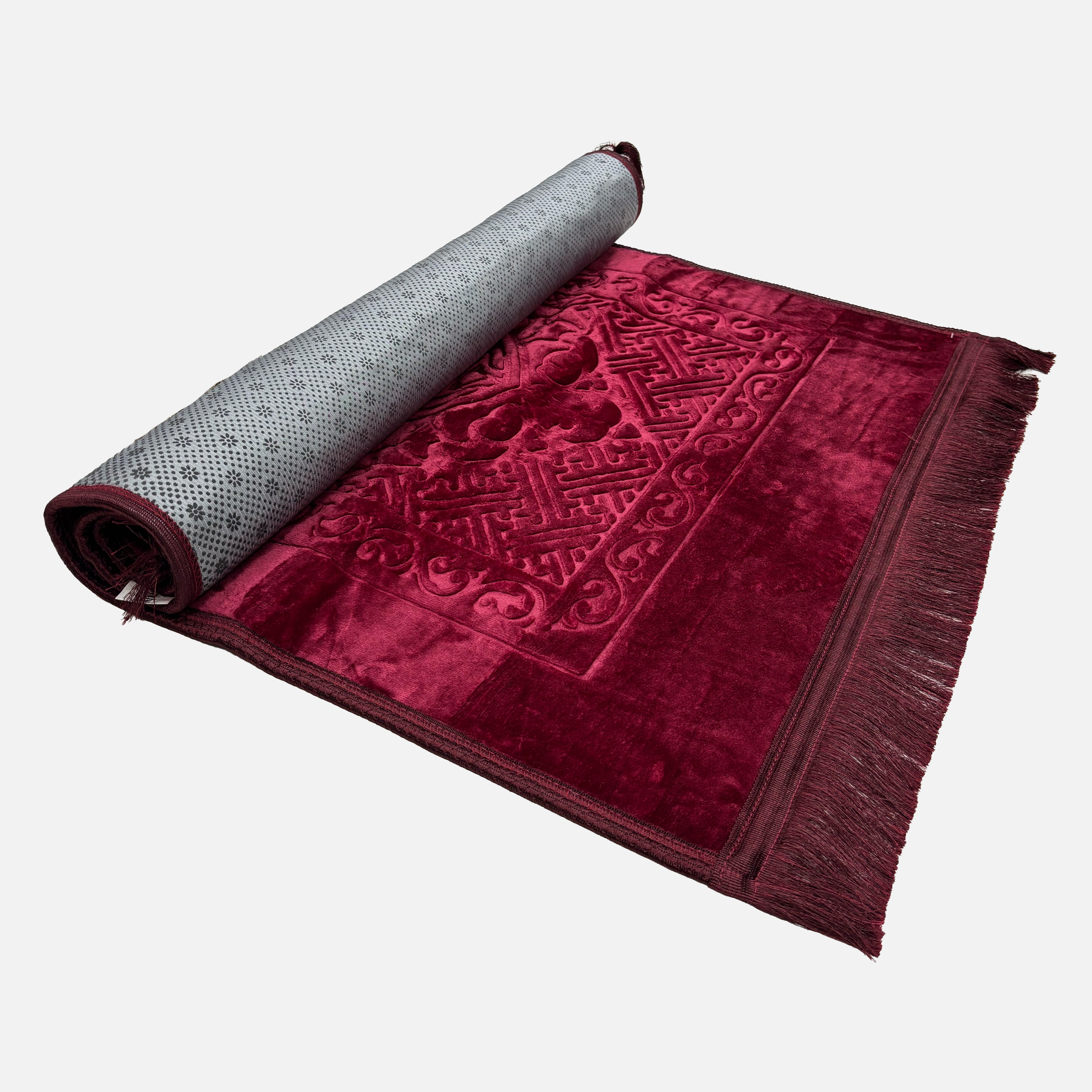 Velvet Brushed Plain Prayer Mat Maroon