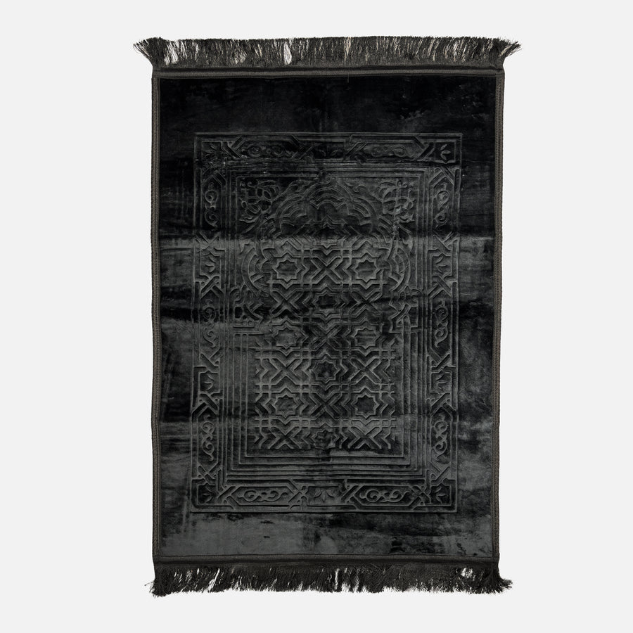 Velvet Brushed Plain Prayer Mat Black