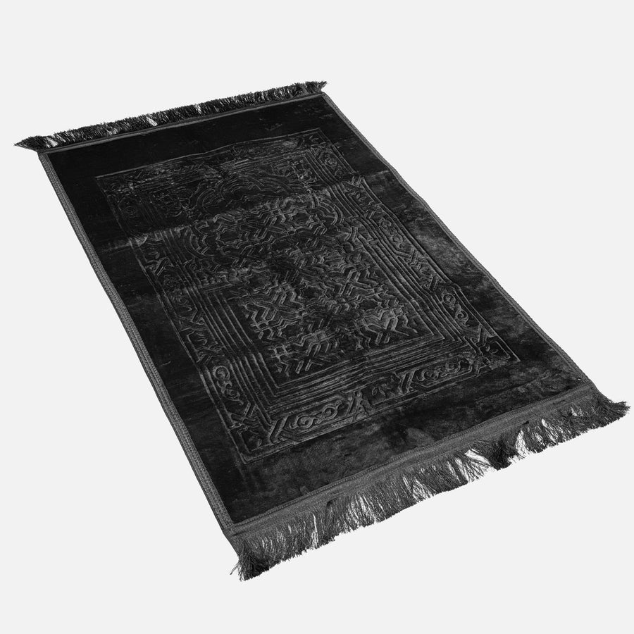 Velvet Brushed Plain Prayer Mat Black