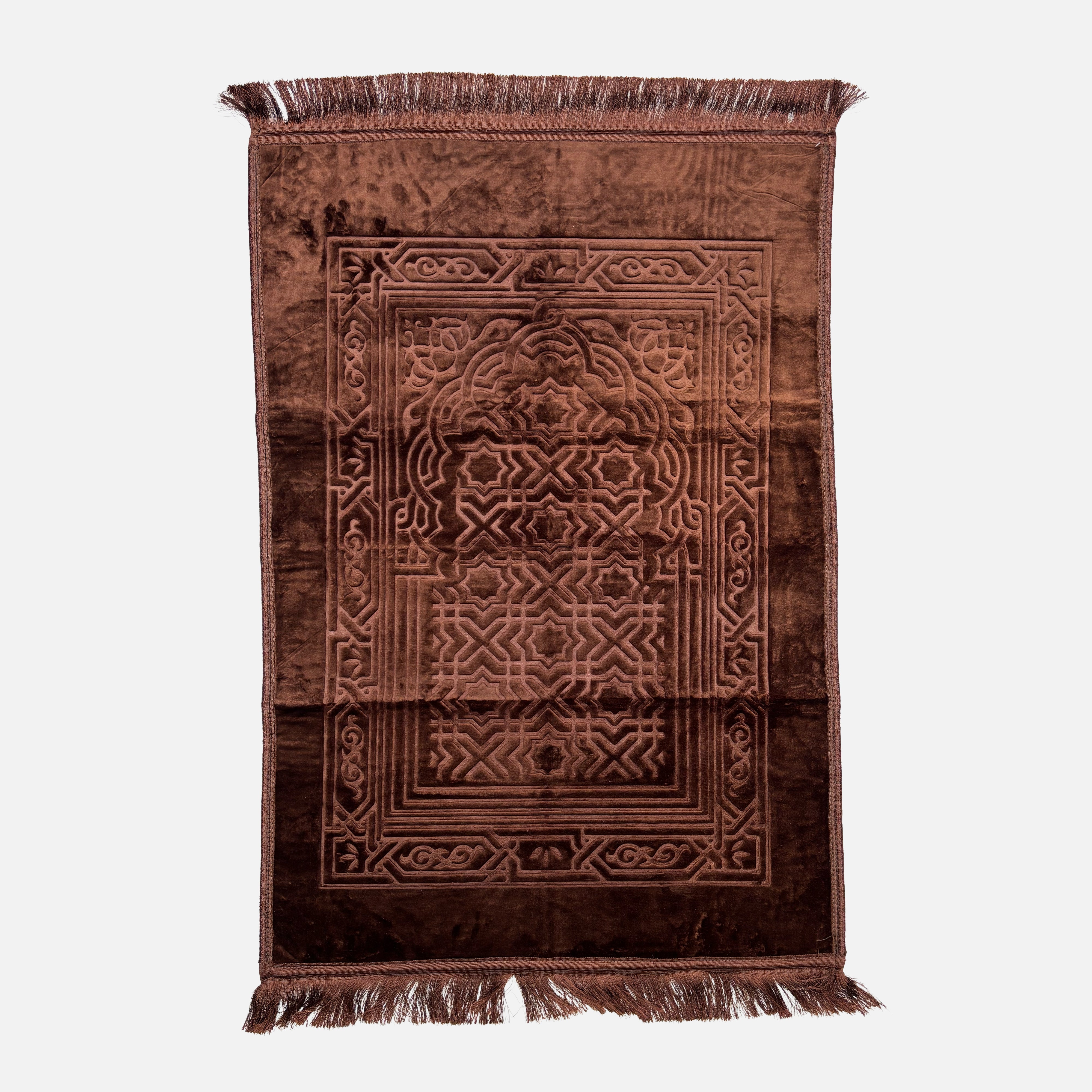 Velvet Brushed Plain Prayer Mat Brown