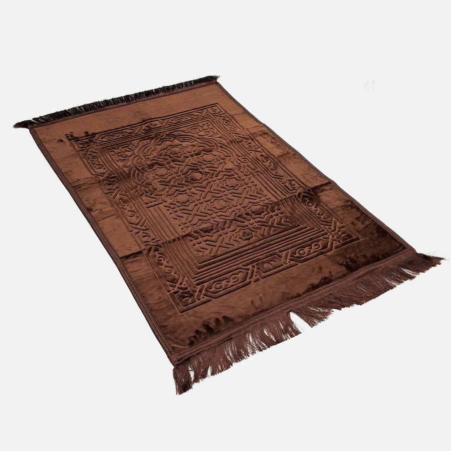Velvet Brushed Plain Prayer Mat Brown