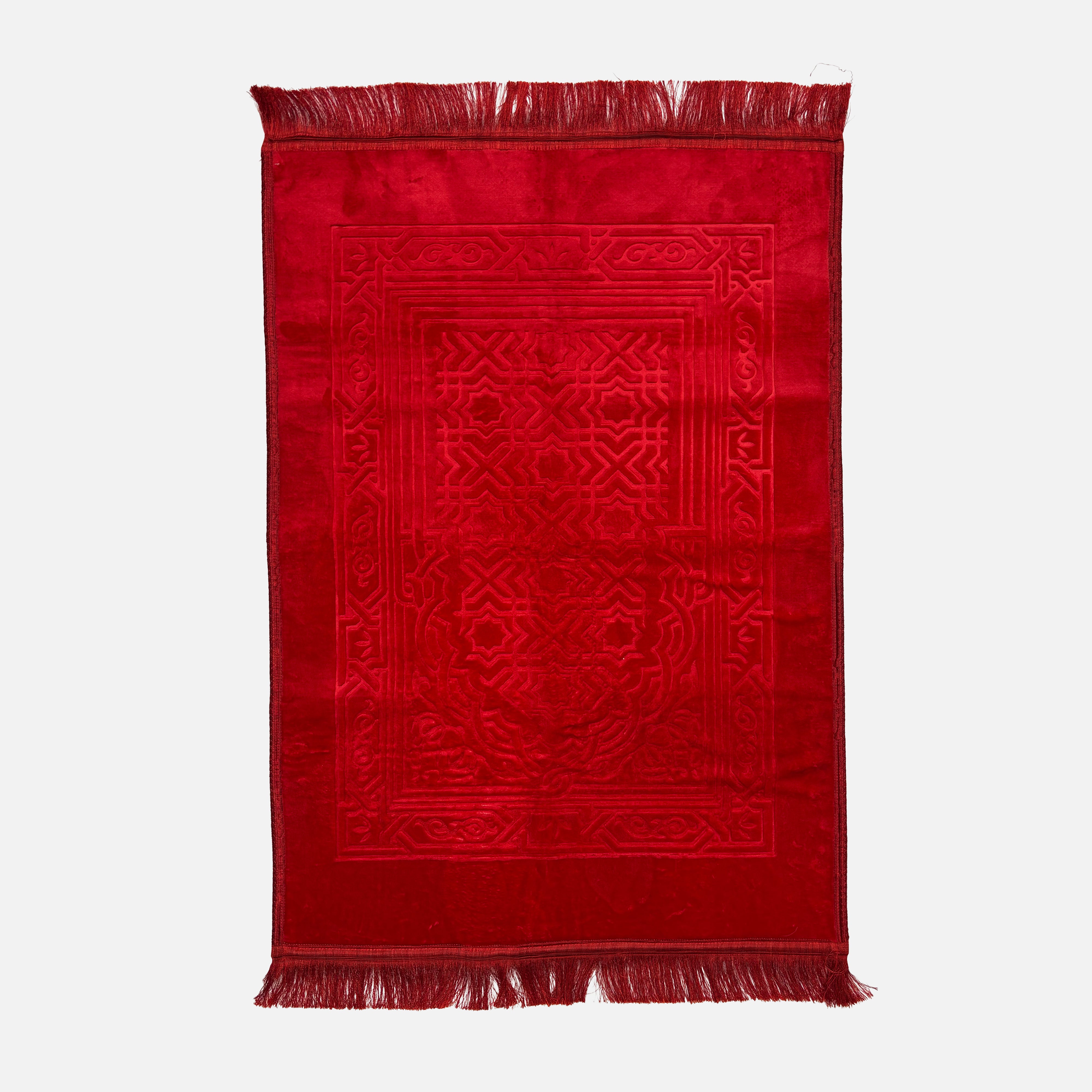 Velvet Brushed Plain Prayer Mat Red