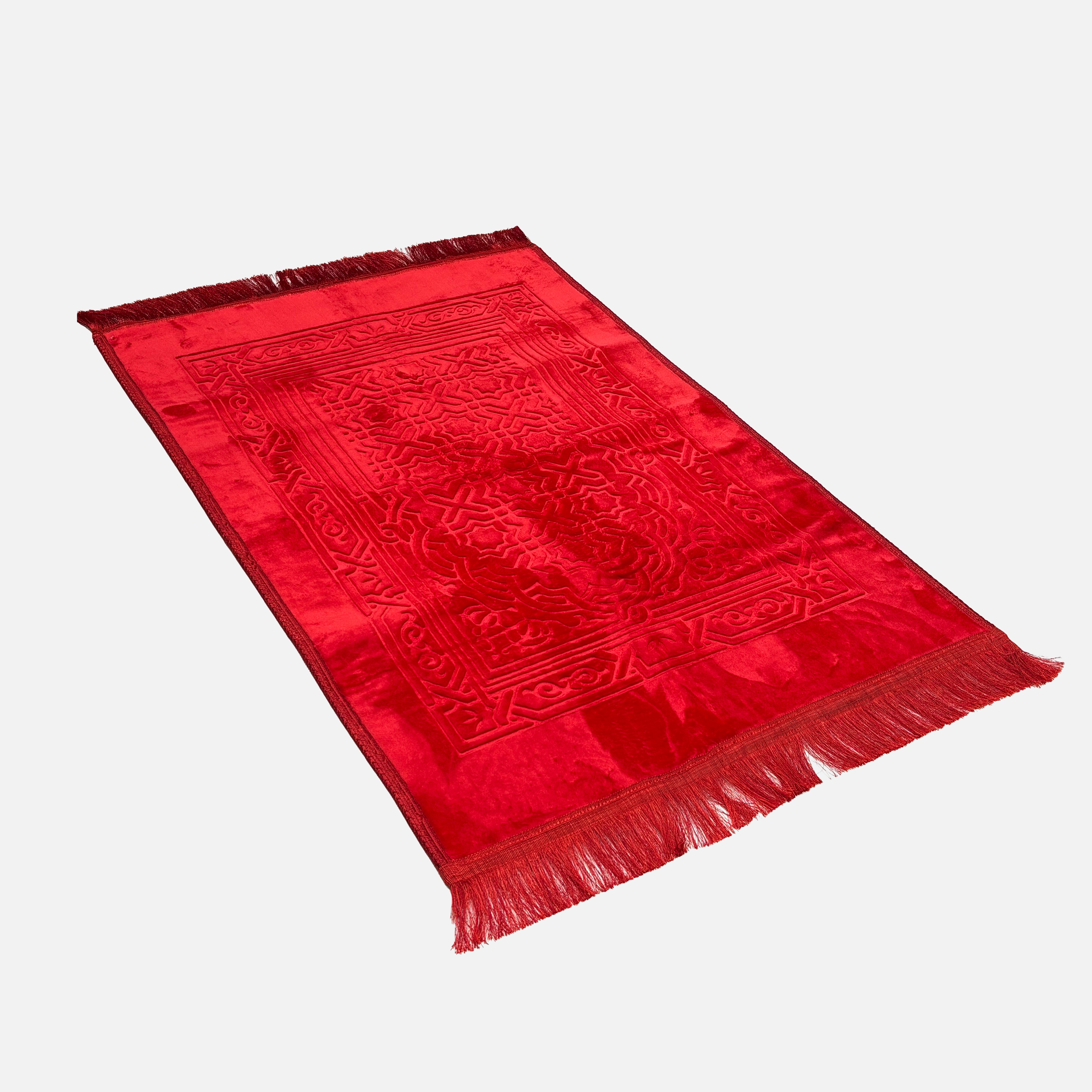 Velvet Brushed Plain Prayer Mat Red